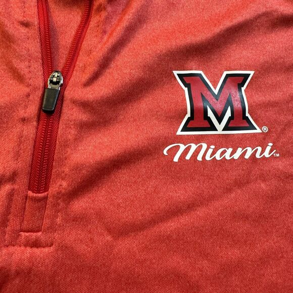 Colosseum Miami OH Red Hawks Logo 1/4 Zip Pullover Womens XL Red Lightweight NWT - Picture 3 of 13